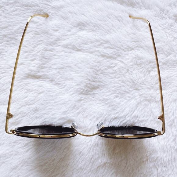 Dean Black w/ Gold Rim Round Sunglasses - Picture 4 of 12